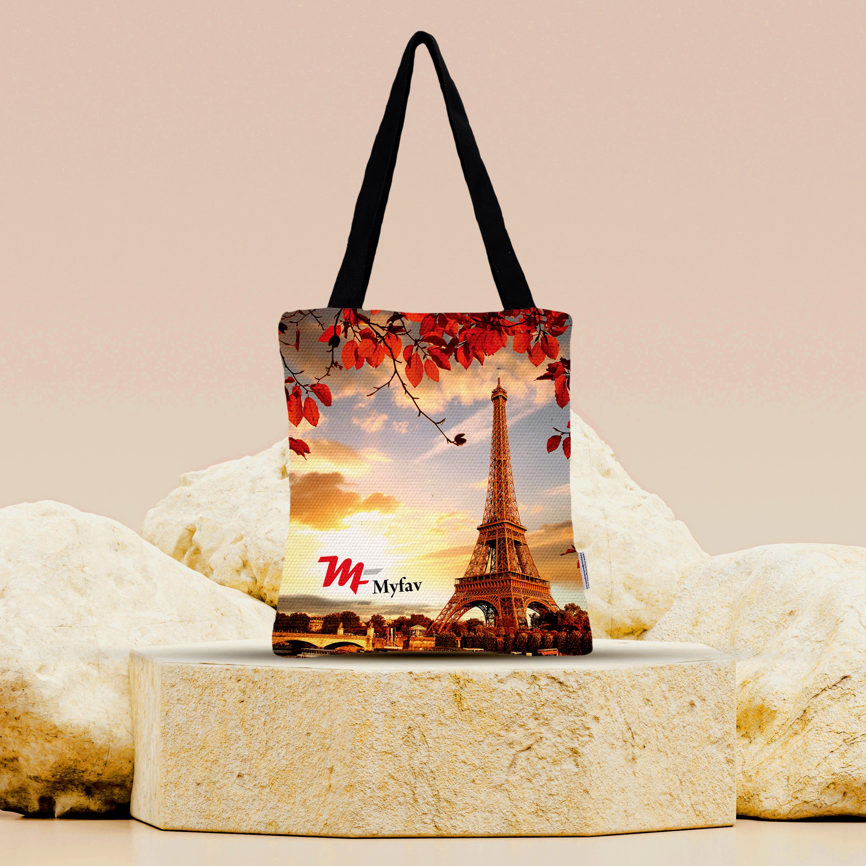Premium Cotton Canvas Tote Bag - Eifel Tower