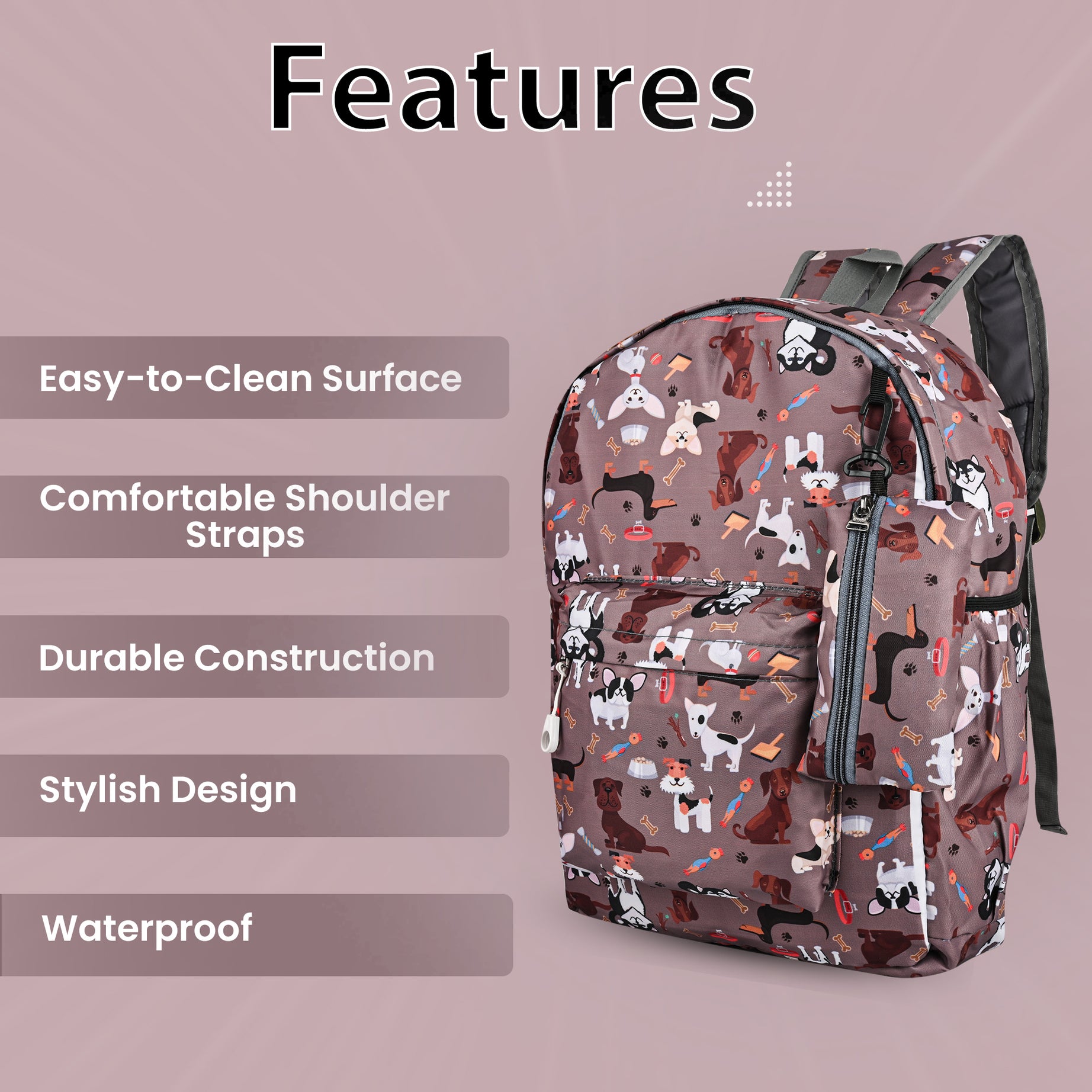 MY FAV 15L Digital Printed 2 Compartment With Pouch | Bottle Pocket | Best Stylish Lightweight Spacious Waterproof Backpack for Children Boys And Girls | Casual/Picnic/Tuition/School Bag
