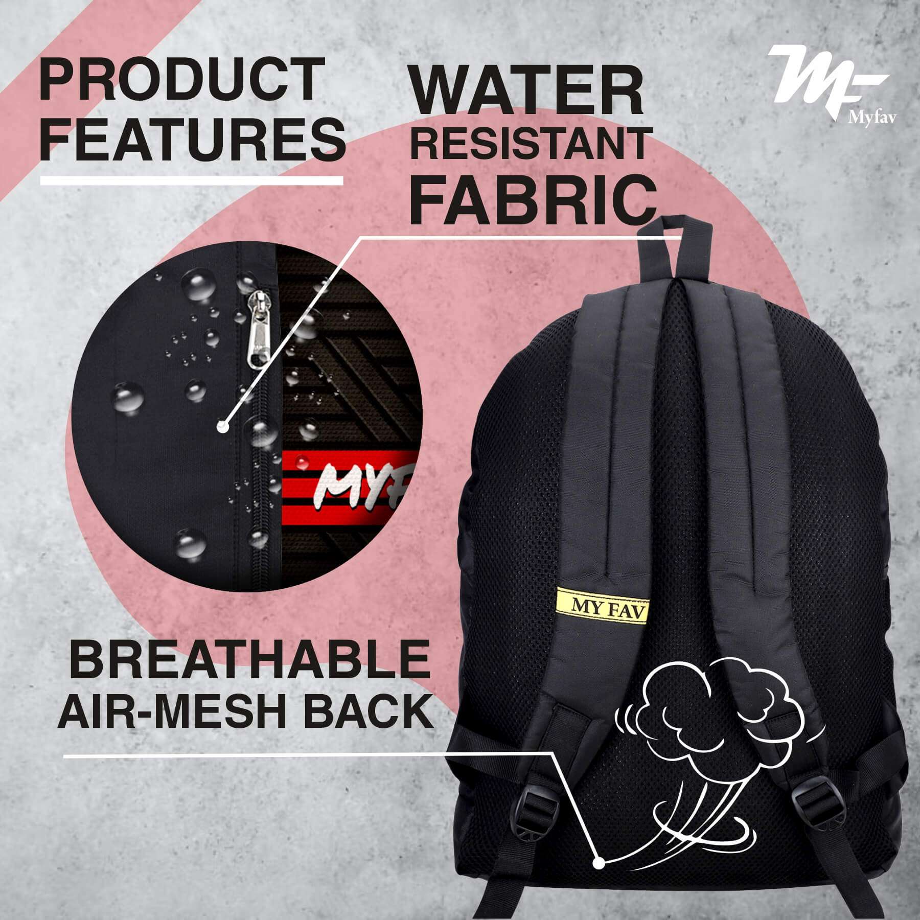 My Fav 21 L Black Laptop Backpack for Men Women / College Bag for Boys Girls / Office Bag