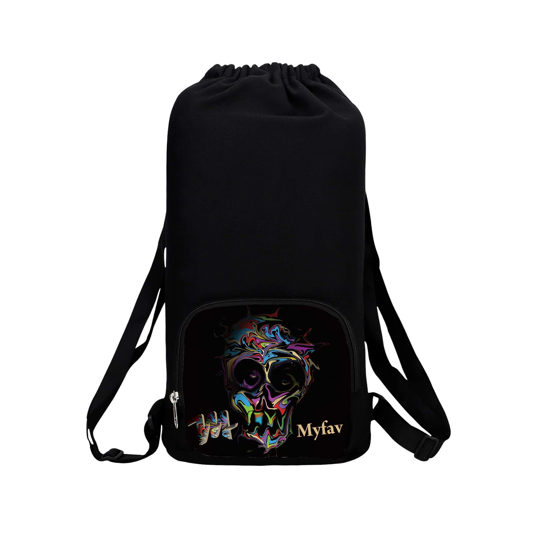 My Fav Black Printed Cotton Canvas Tution Backpack / Exam Bag For Boys / Girls