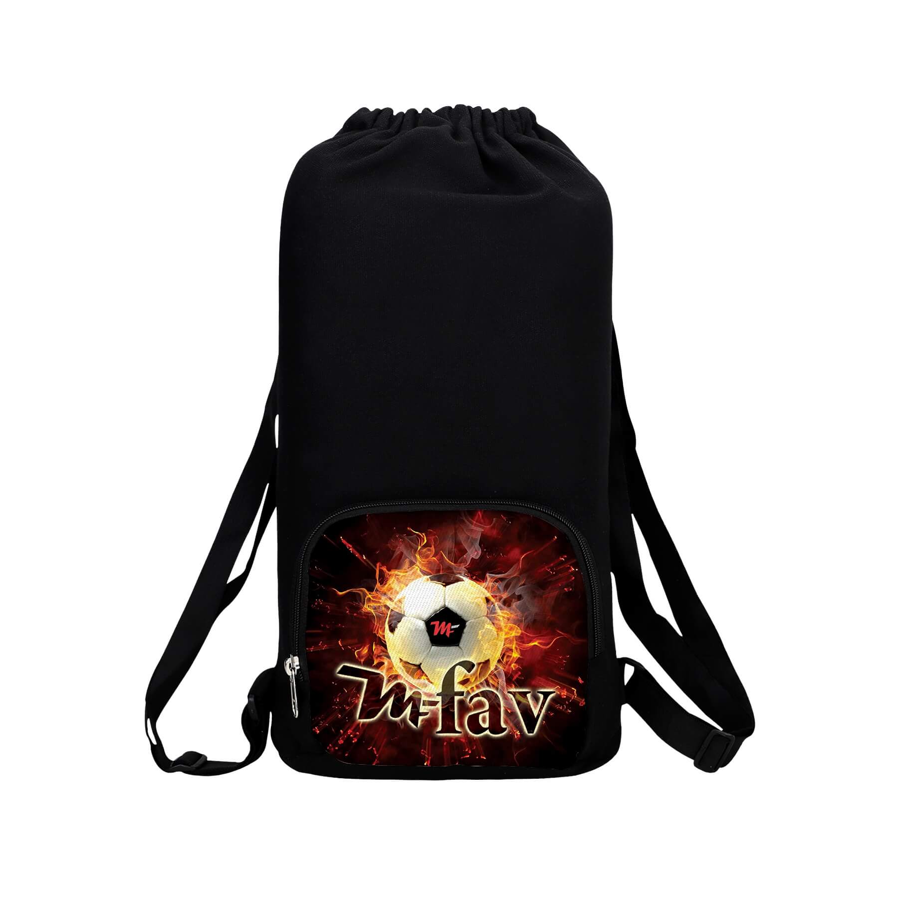 My Fav Fire Football Print Cotton Canvas Tution Backpack / Exam Bag For Boys / Girls