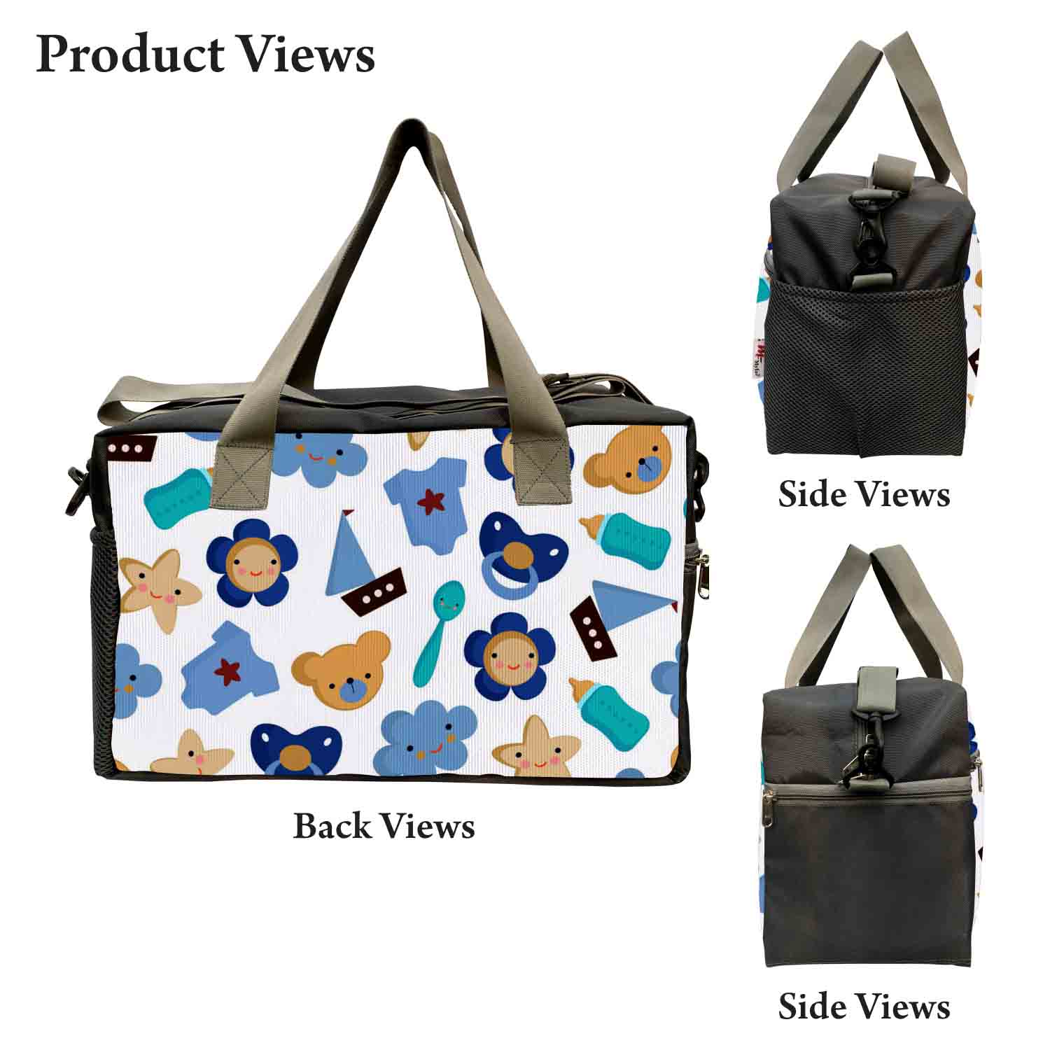 My Fav Blue White Printed Cabin Size Duffle Travel bag for Men Women
