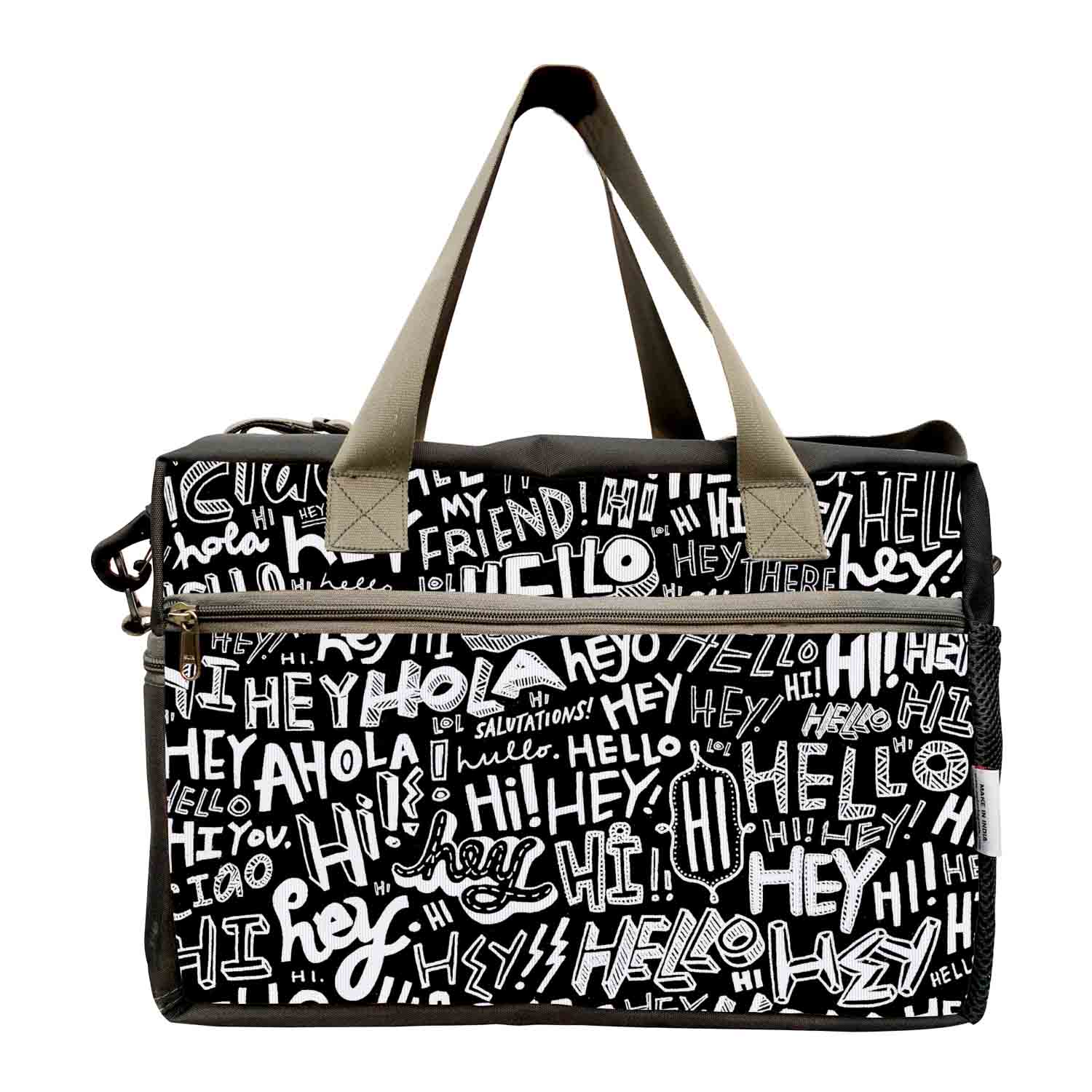 My Fav Hi Hey Hello Print Cabin Size Duffle Travel bag for Men Women