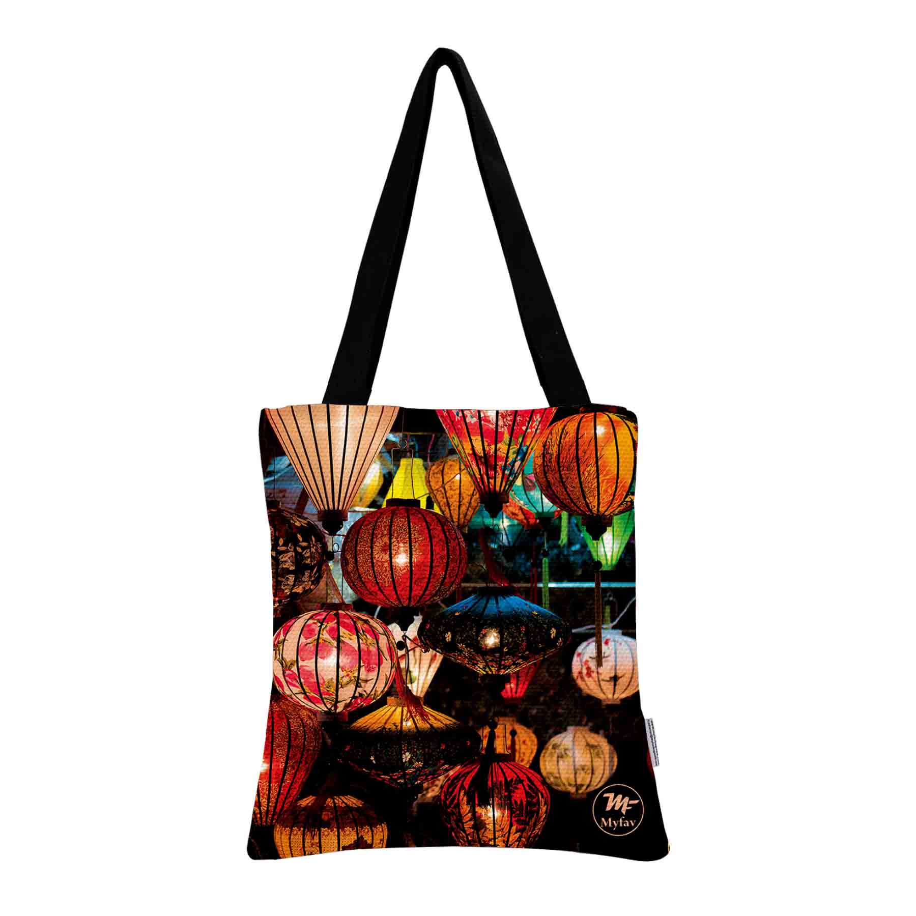 My Fav Multi Print Cotton Canvas Tote Bag