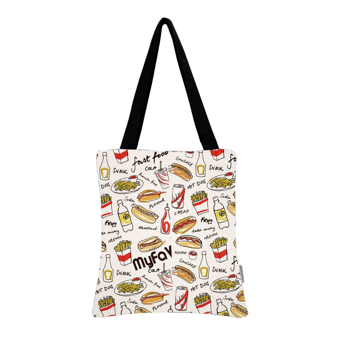 My Fav Foodie Print Cotton Canvas Tote Bag