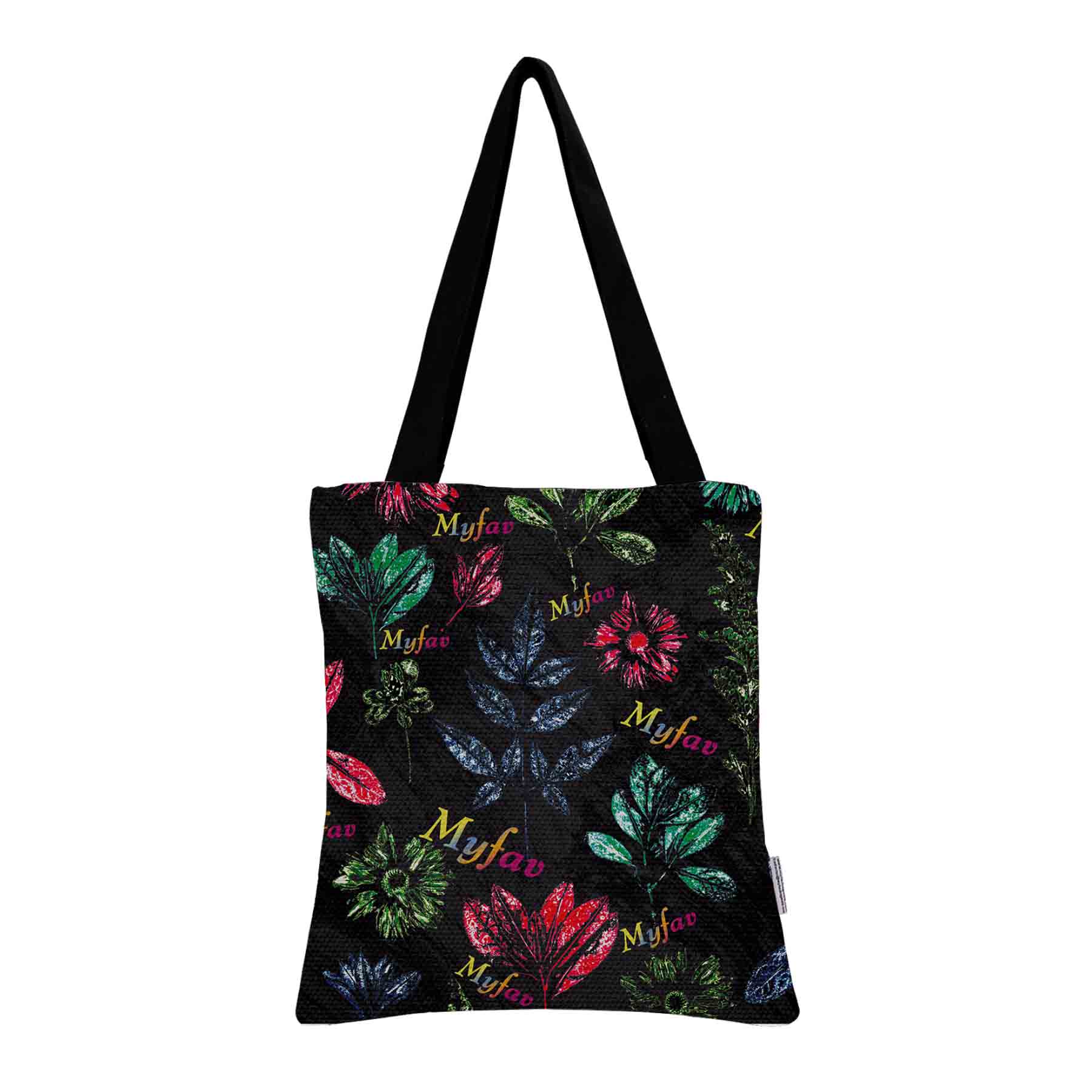 Premium Cotton Canvas Tote Bag - Dark Floral