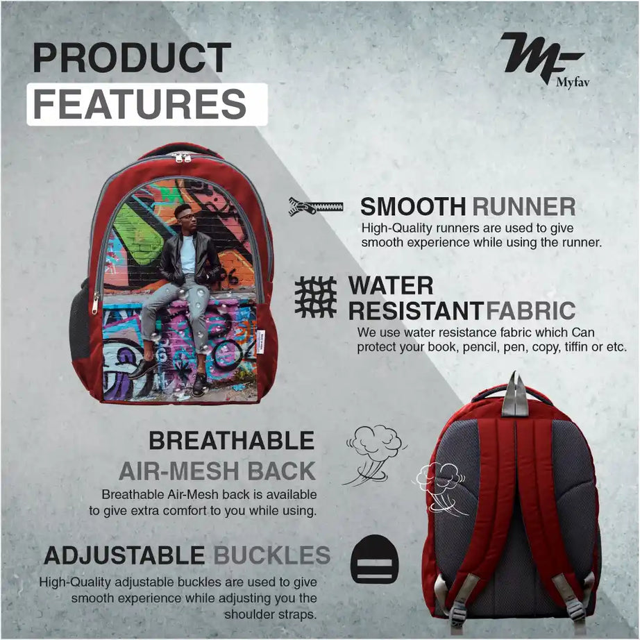 MY FAV Personalized/ Customized Print Laptop Backpack 30 L Laptop Backpack Red Colour