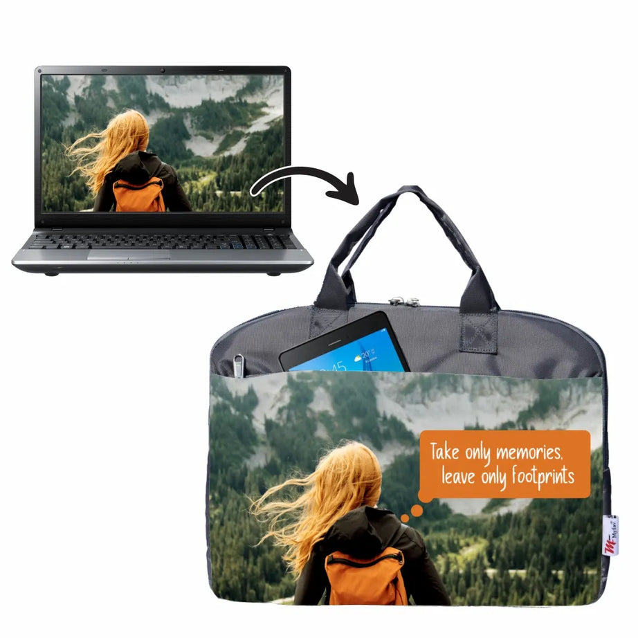 My Fav Personalized/Customized Print Grey Colour Office Laptop Bag Briefcase 15.6 Inch for Women and Men