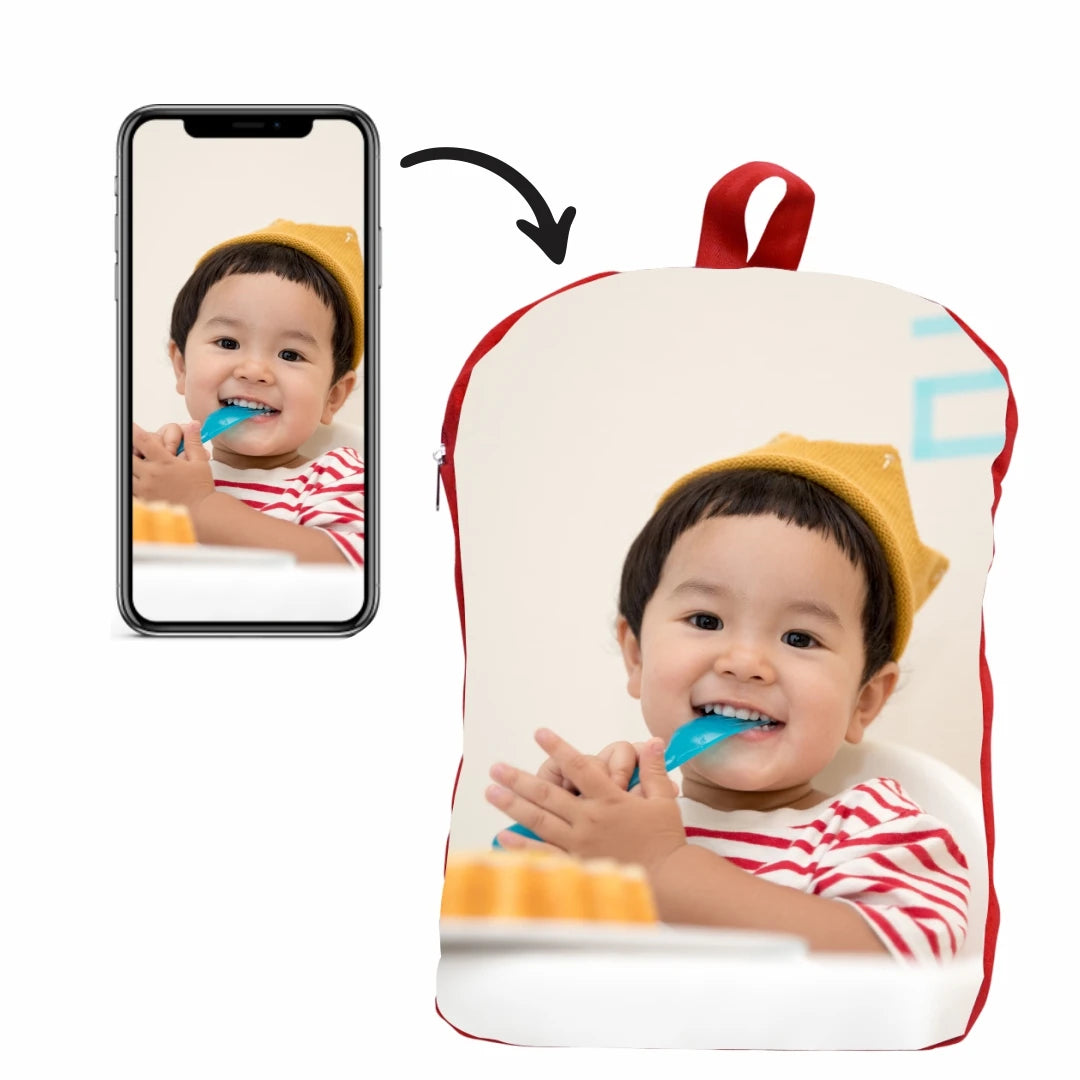 My Fav Personalized/ Customized Print Play School Bag Picknick & Kids Bag Red Colour