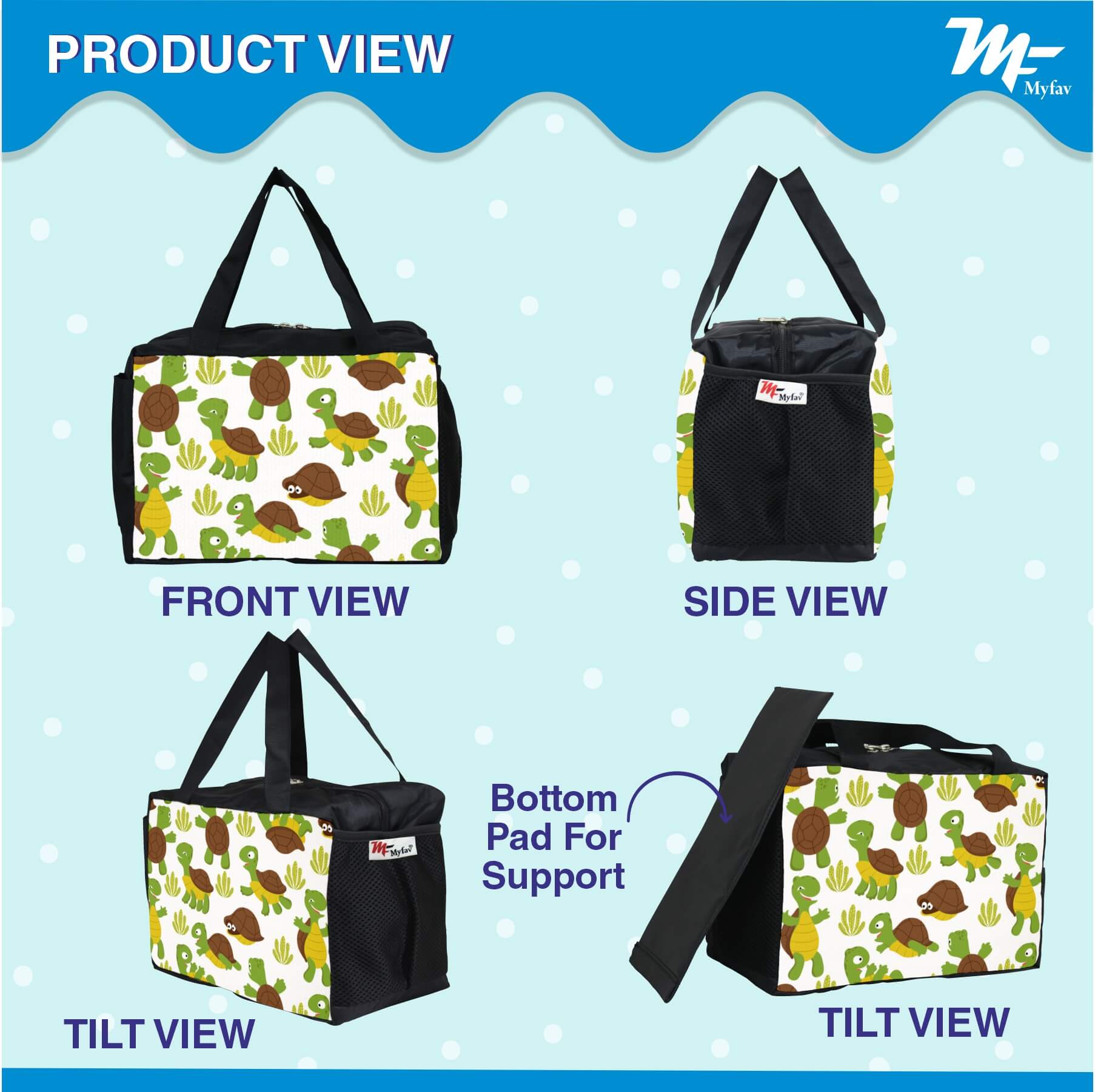My Fav Turtle Printed Diaper Bag