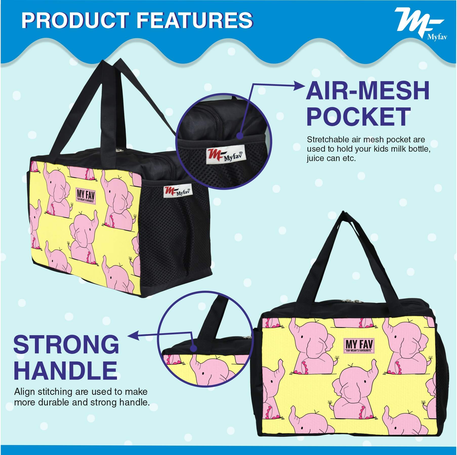 MY FAV Elephant Print Diaper Bag Diaper Bag