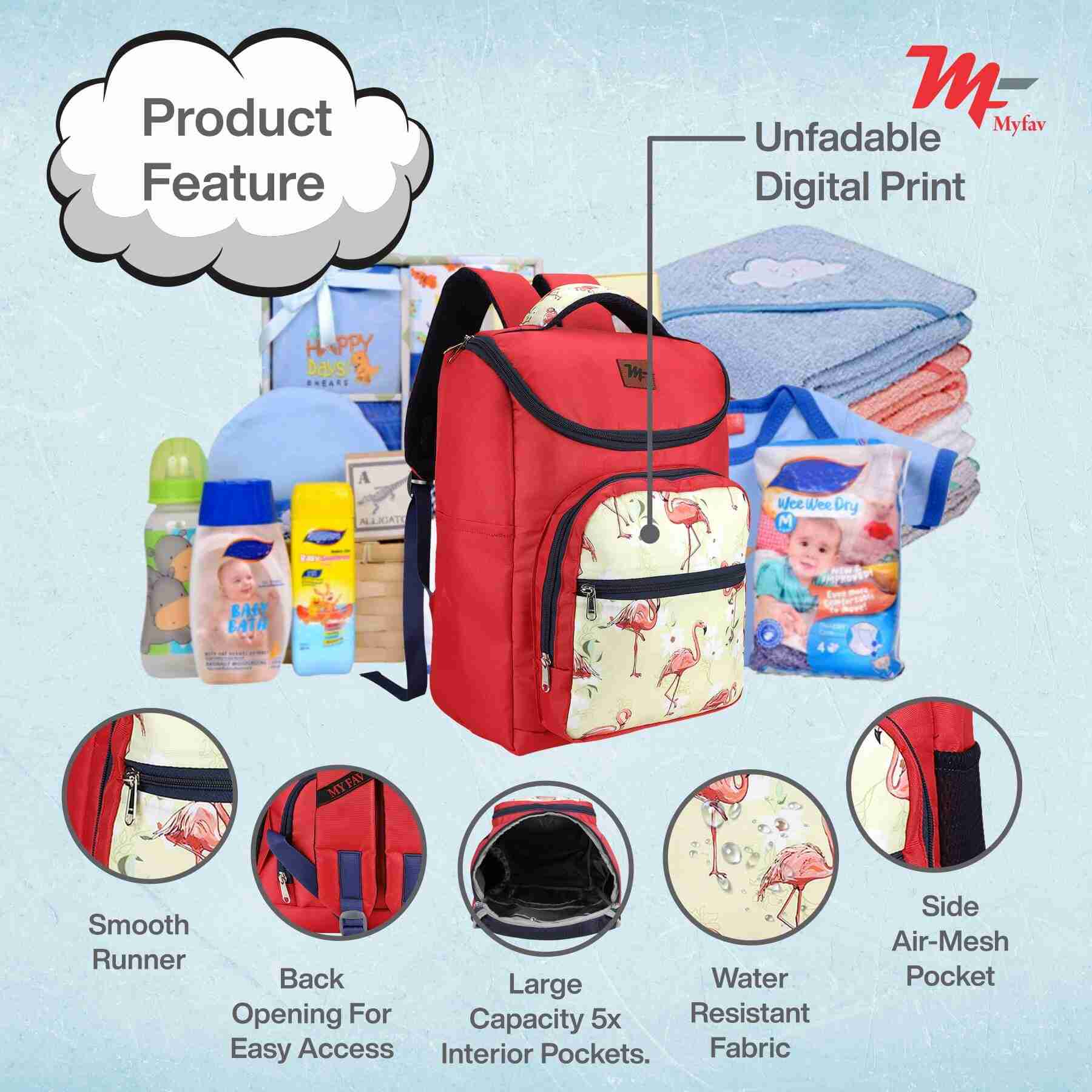 MY FAV Stylish Multipurpose Diaper Bag Waterproof Travel Backpack for Moms with Newborns - Ideal for Baby Essentials, Fashionable and Functional