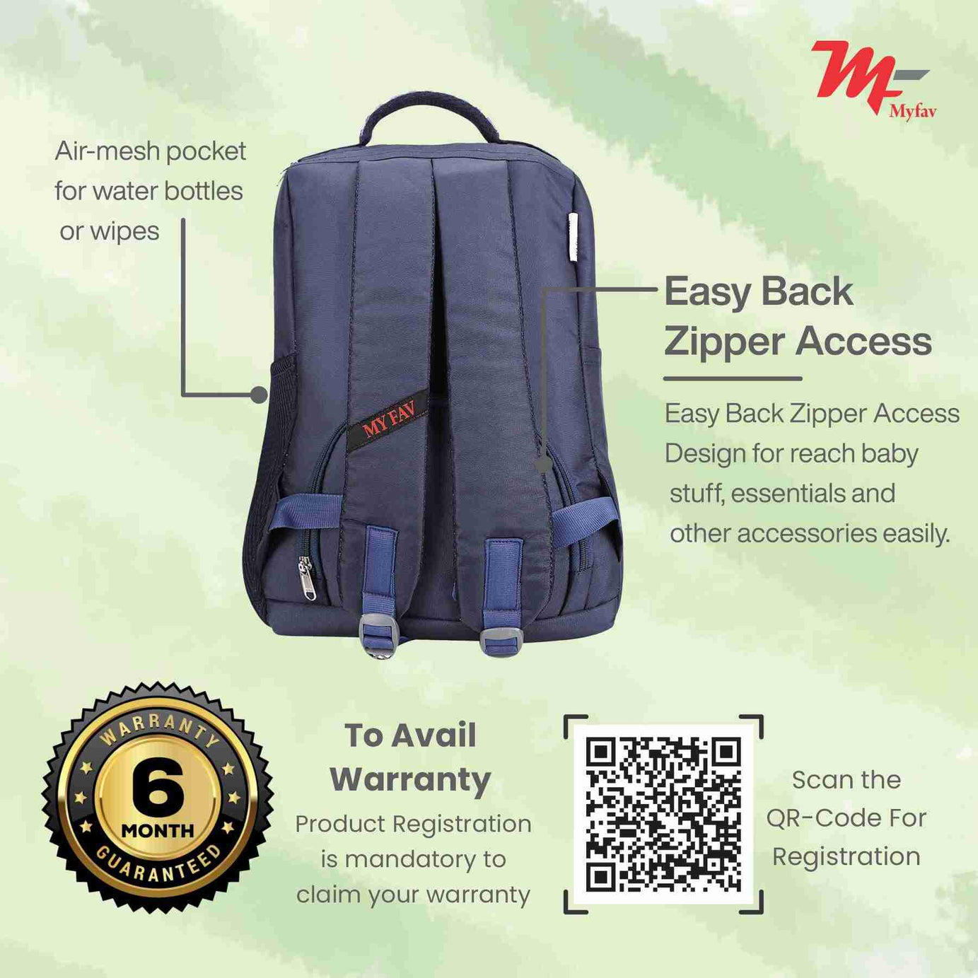 MY FAV Stylish Multipurpose Diaper Bag Waterproof Travel Backpack for Moms with Newborns - Ideal for Baby Essentials, Fashionable and Functional