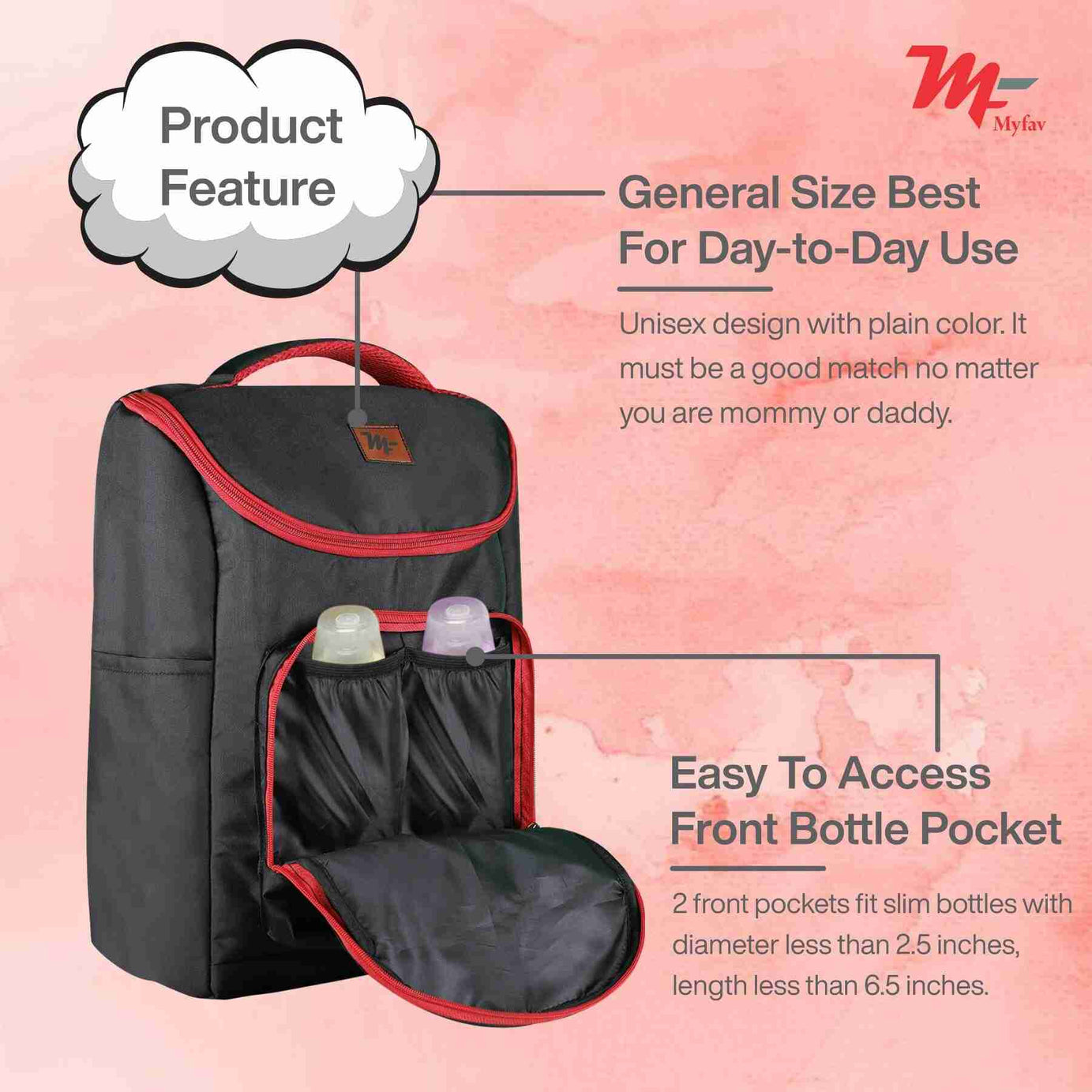 MY FAV Stylish Multipurpose Diaper Bag Waterproof Travel Backpack for Moms with Newborns - Ideal for Baby Essentials, Fashionable and Functional