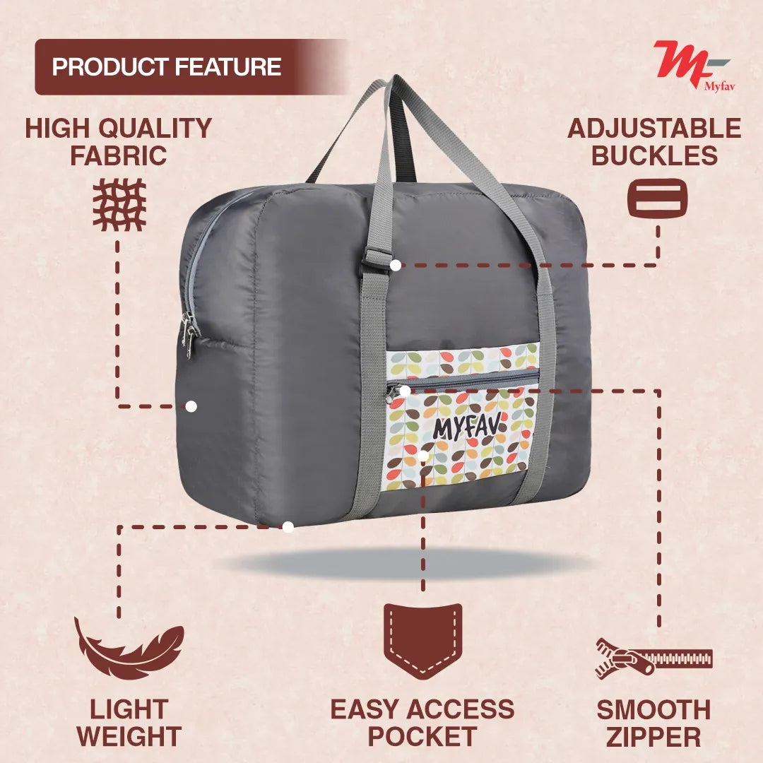 MY FAV Printed Foldable Travel Bag with Adjustable Buckels & Smooth Zipper Lightweight Waterproof Carry on Luggage Duffel Bags for Travelling Sports (6 Month Warranty)