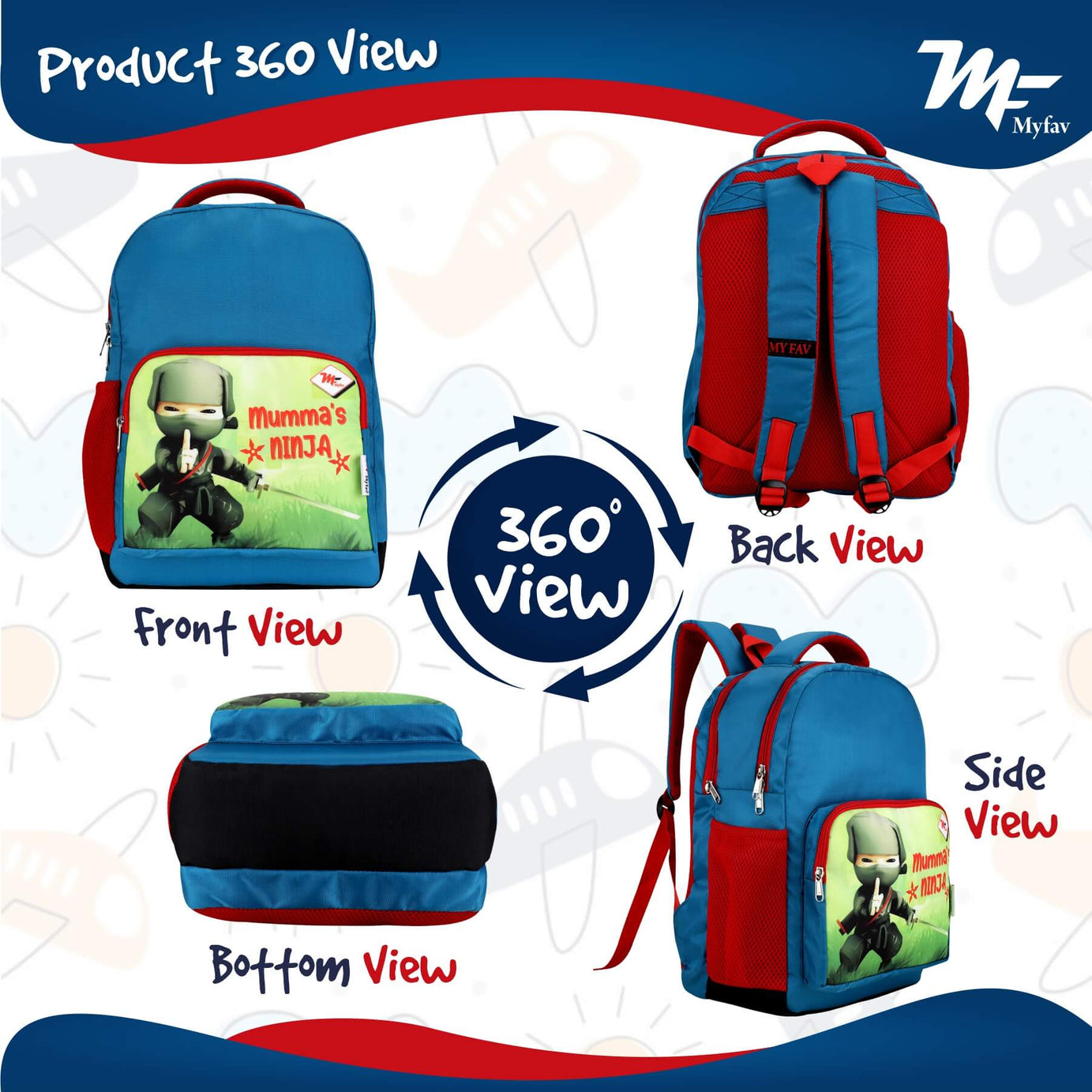 My Fav Mumma's Ninja Kids School Bag For Girls/Boys, School, Casual, Picnic, Nursery-(2 to 10 year Old Kid)