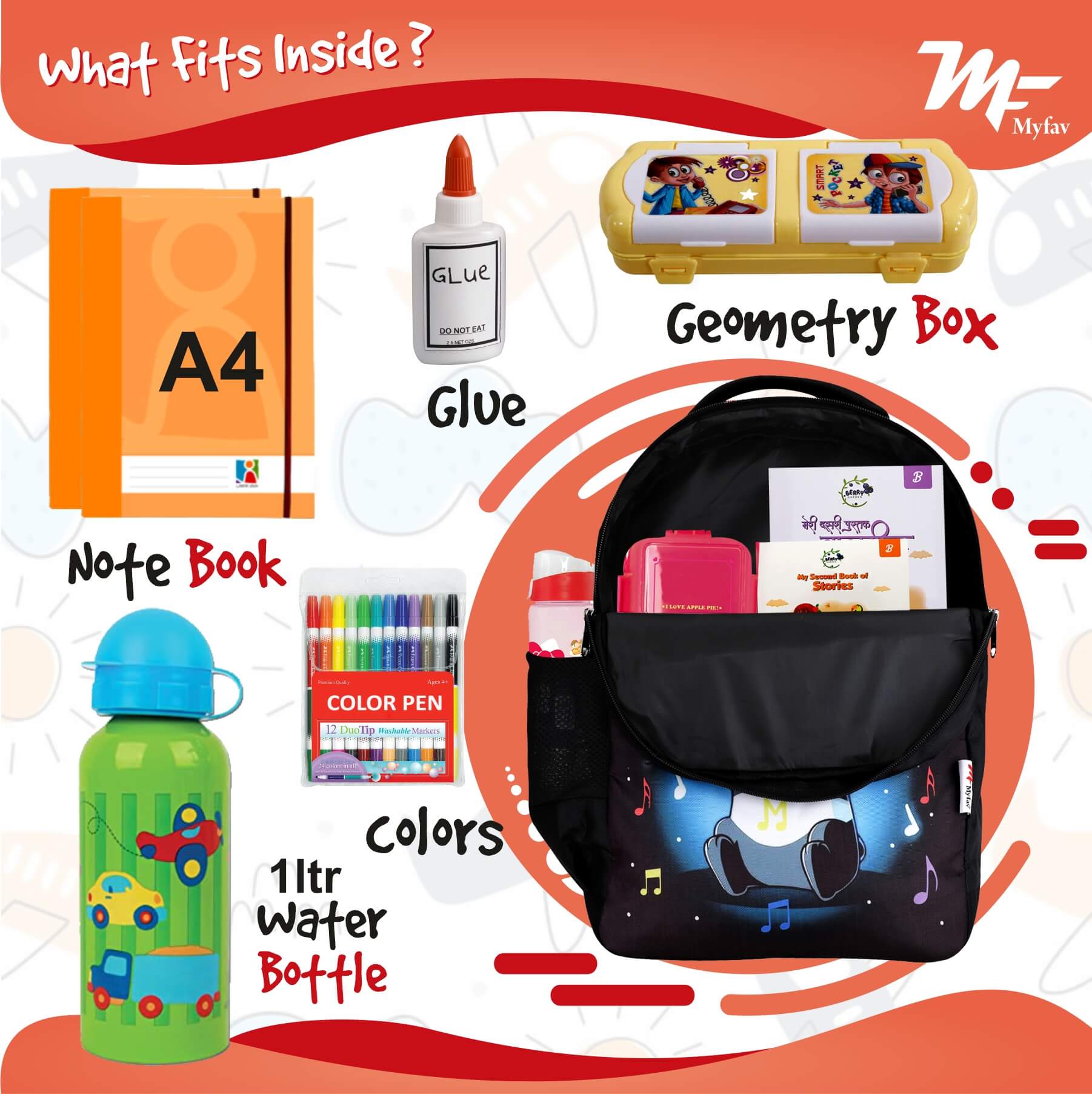 My Fav Cute Panda Kids School Bag For Girls/Boys, School, Casual, Picnic, Nursery-(2 to 10 year Old Kid)