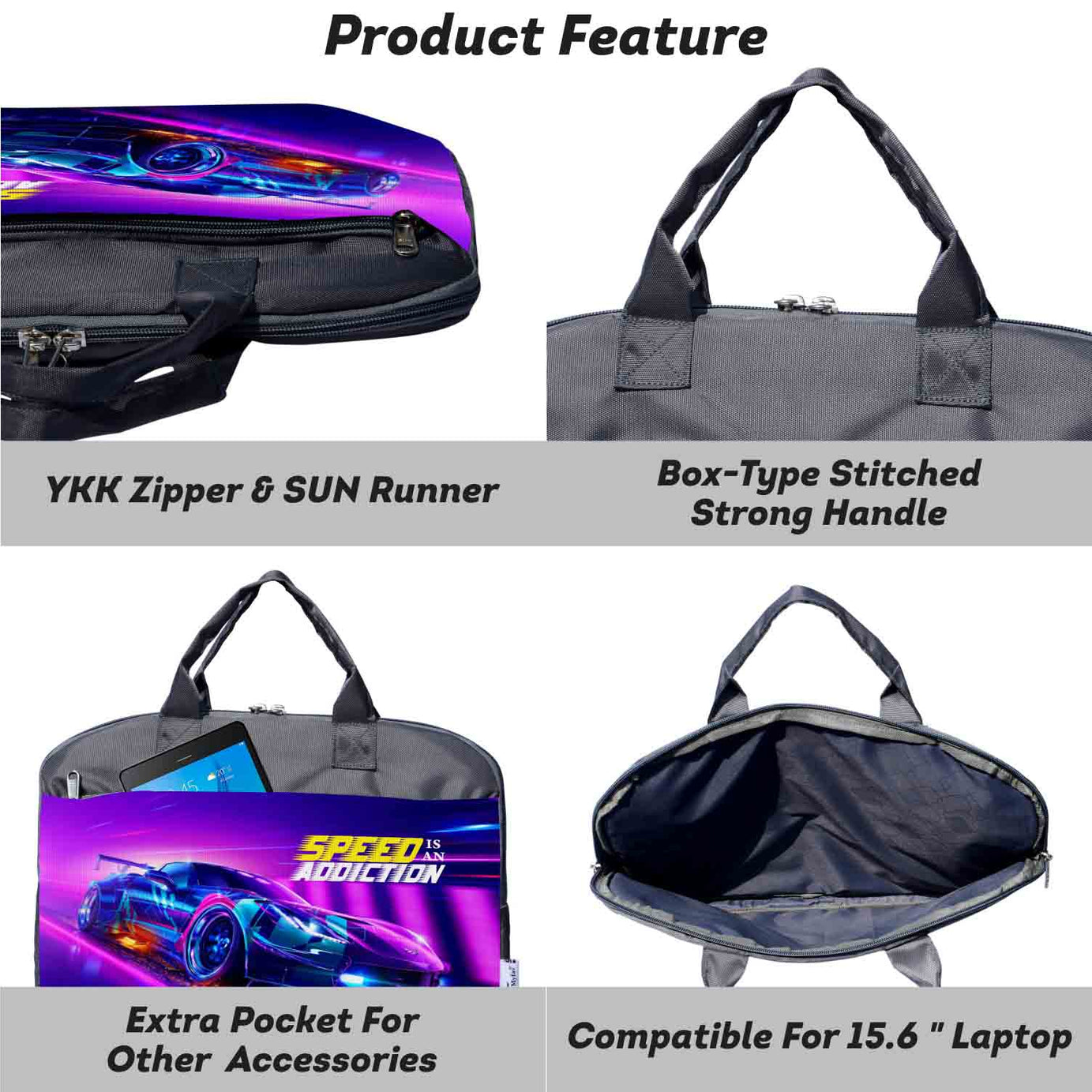 My Fav Car Print Office Laptop Bag Briefcase 15.6 Inch for Women and Men
