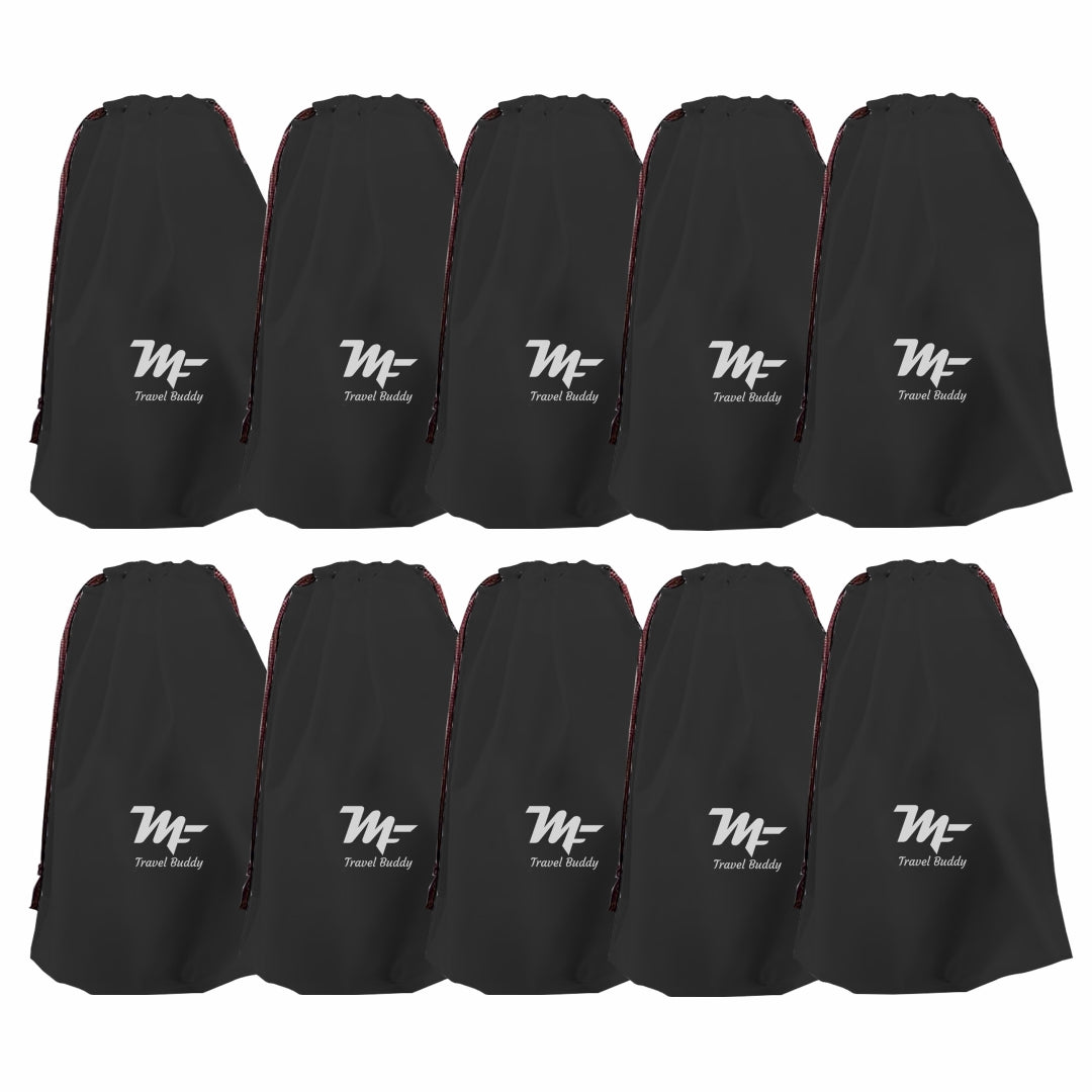 MY Fav Pack of 10 Pcs Shoe Bag Cover for Shoe Storage & Travelling Drawstring Bags Waterproof, Black
