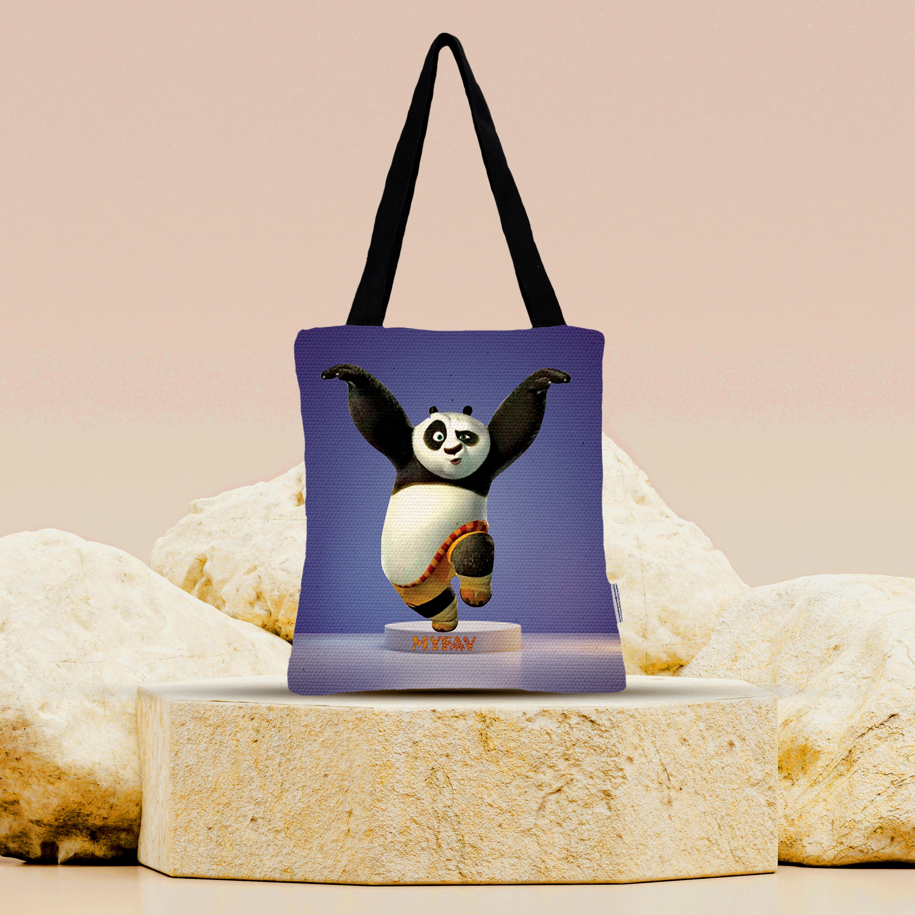 Premium Cotton Canvas Tote Bag - Panda Print
