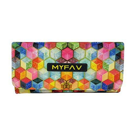 MY FAV Cotton Wallet I Multicolor Print with 2 Zip Pocket, Multiple Card Slot Faux Leather Women Wallet (Clutch)