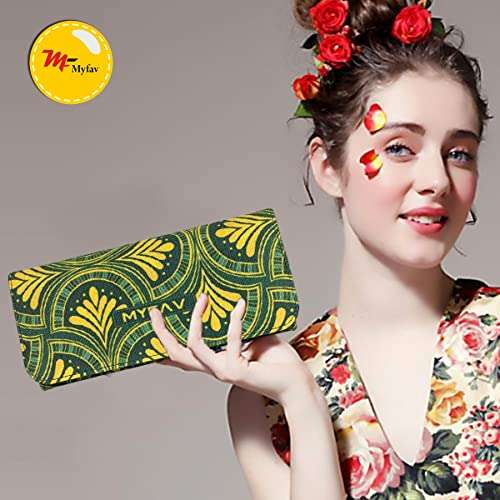 MY FAV Cotton Wallet I Unique Print with 2 Zip Pocket, Multiple Card Slot Faux Leather Women Wallet (Clutch)