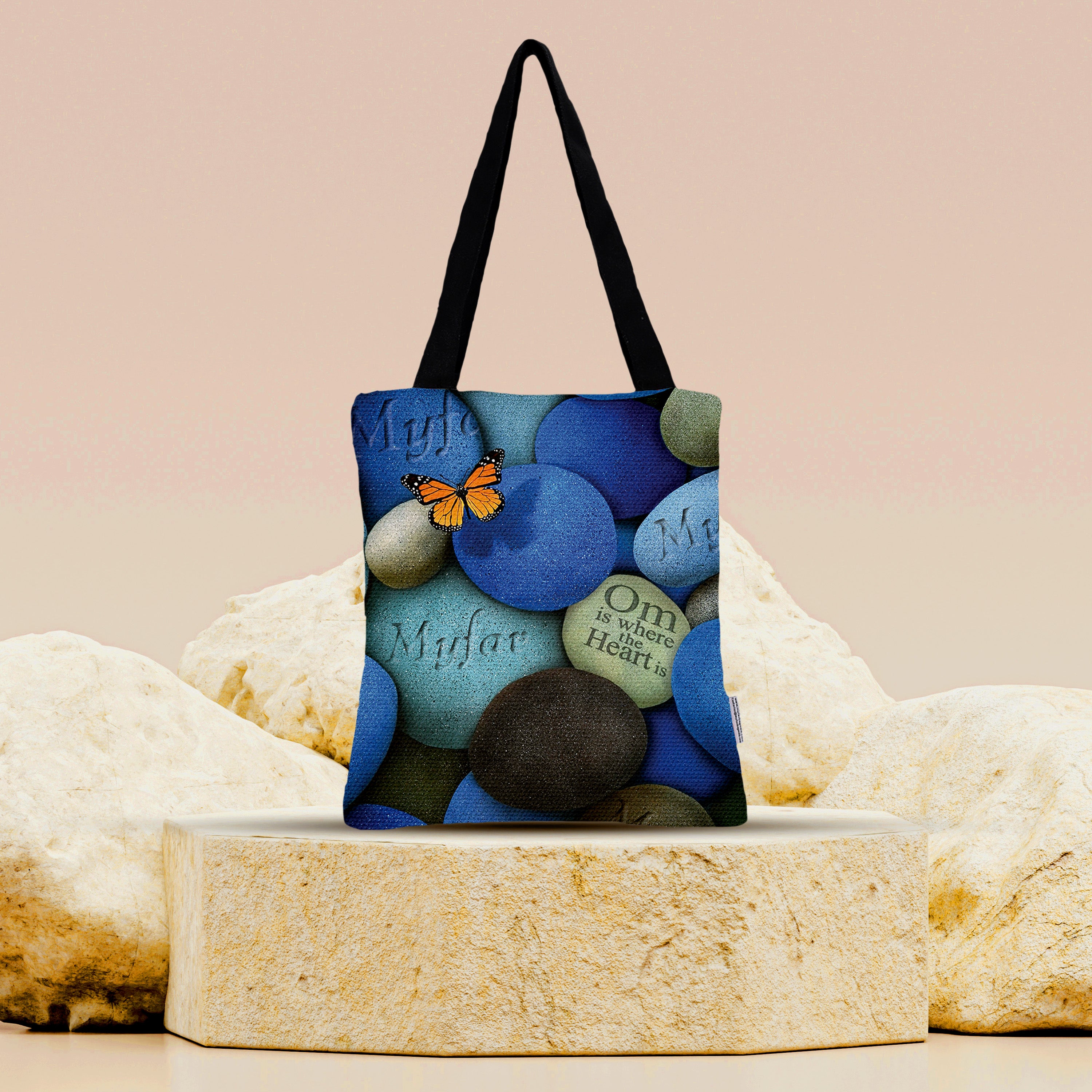 Premium Cotton Canvas Tote Bag - Stones Print