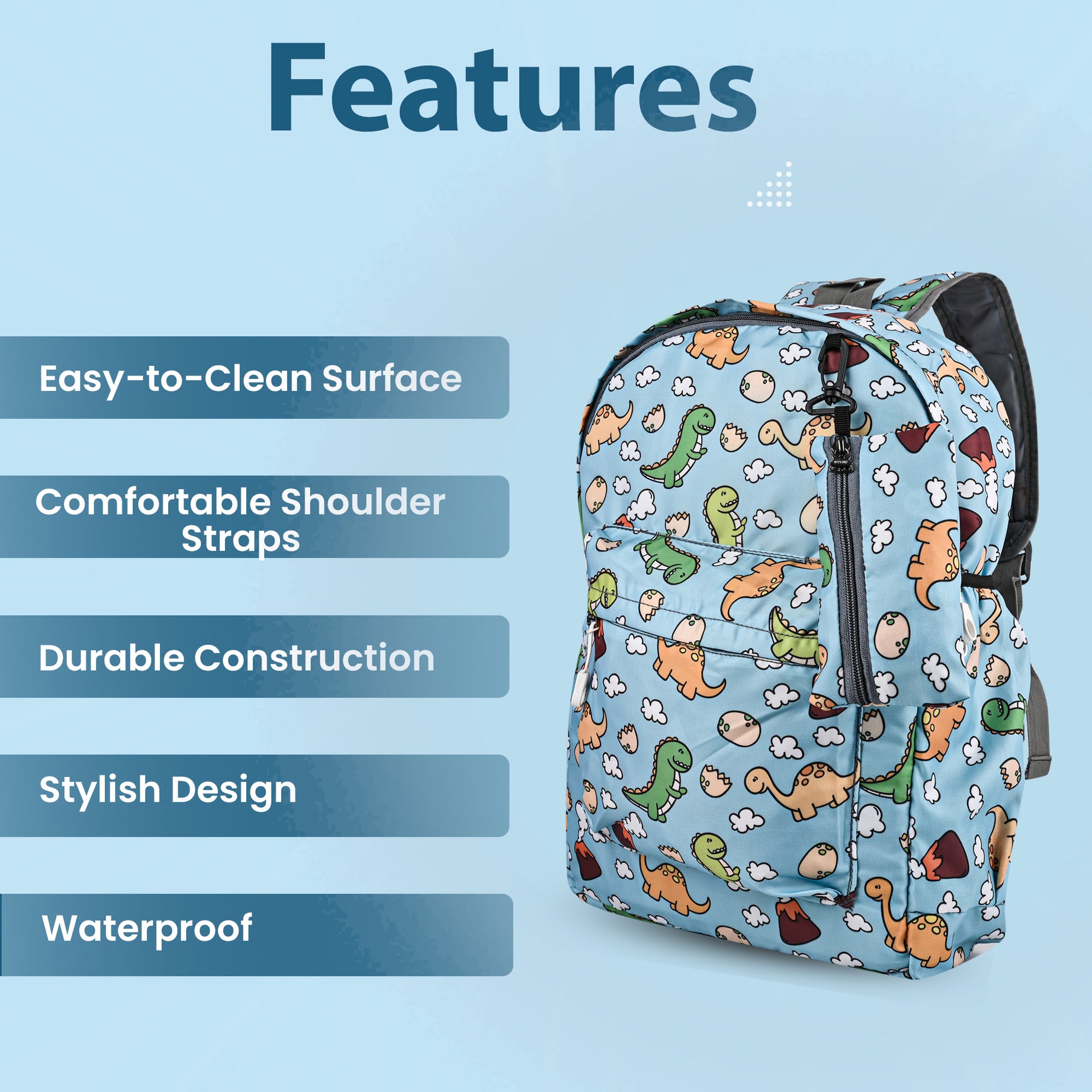 MY FAV 15L Digital Printed 2 Compartment With Pouch | Bottle Pocket | Best Stylish Lightweight Spacious Waterproof Backpack for Children Boys And Girls | Casual/Picnic/Tuition/School Bag