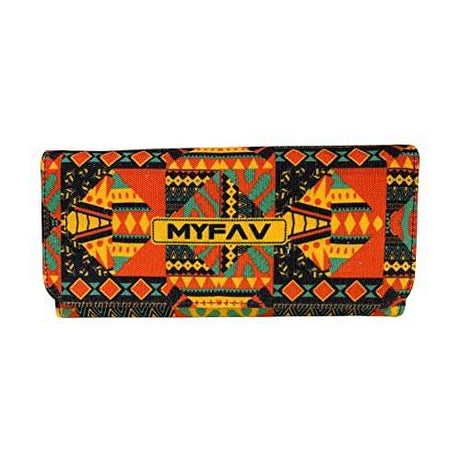 MY FAV Cotton Wallet I Jaipuri Print with 2 Zip Pocket, Multiple Card Slot Faux Leather Women Wallet (Clutch)