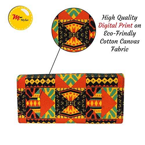 MY FAV Cotton Wallet I Jaipuri Print with 2 Zip Pocket, Multiple Card Slot Faux Leather Women Wallet (Clutch)
