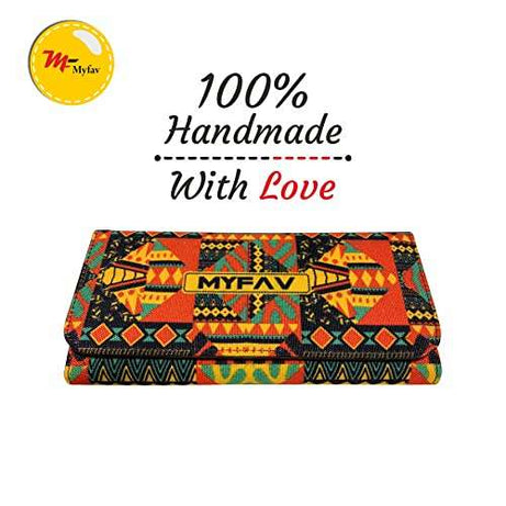 MY FAV Cotton Wallet I Jaipuri Print with 2 Zip Pocket, Multiple Card Slot Faux Leather Women Wallet (Clutch)