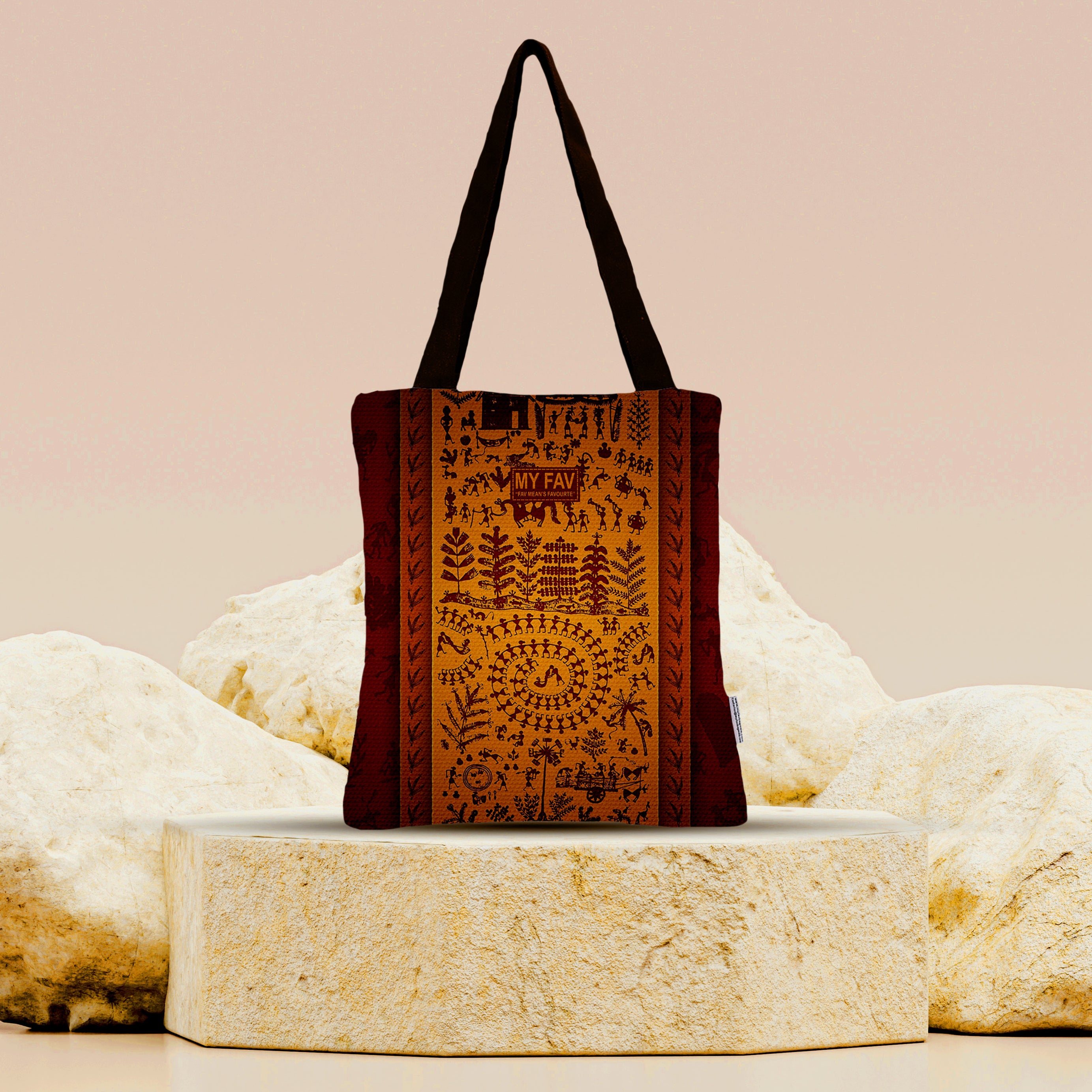 Premium Cotton Canvas Tote Bag - Traditional Printed