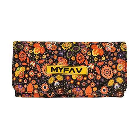 MY FAV Cotton Wallet I Floral Print with 2 Zip Pocket, Multiple Card Slot Faux Leather Women Wallet (Clutch)