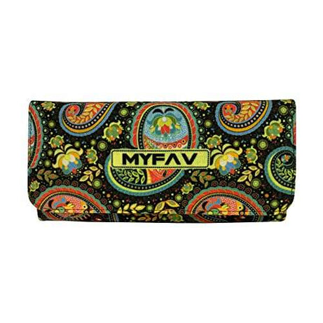 MY FAV Cotton Wallet I Ambi Print with 2 Zip Pocket, Multiple Card Slot Faux Leather Women Wallet (Clutch)