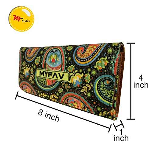MY FAV Cotton Wallet I Ambi Print with 2 Zip Pocket, Multiple Card Slot Faux Leather Women Wallet (Clutch)