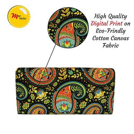 MY FAV Cotton Wallet I Ambi Print with 2 Zip Pocket, Multiple Card Slot Faux Leather Women Wallet (Clutch)