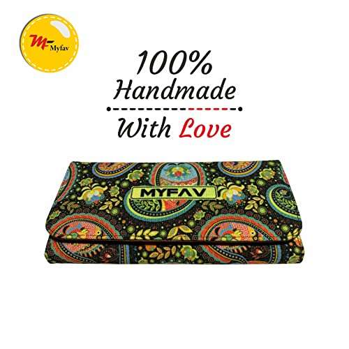 MY FAV Cotton Wallet I Ambi Print with 2 Zip Pocket, Multiple Card Slot Faux Leather Women Wallet (Clutch)