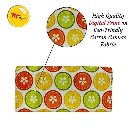 MY FAV Cotton Wallet I Lemon Print with 2 Zip Pocket, Multiple Card Slot Faux Leather Women Wallet (Clutch)