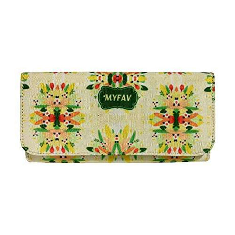 MY FAV Cotton Wallet I Bukey Print with 2 Zip Pocket, Multiple Card Slot Faux Leather Women Wallet (Clutch)