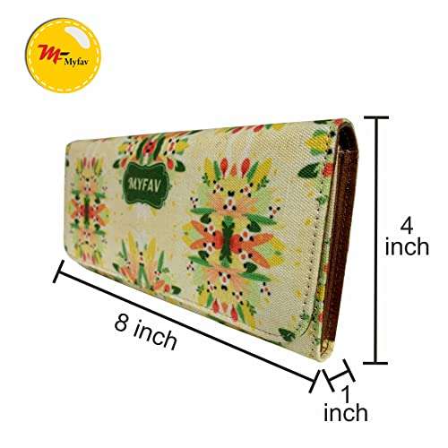 MY FAV Cotton Wallet I Bukey Print with 2 Zip Pocket, Multiple Card Slot Faux Leather Women Wallet (Clutch)