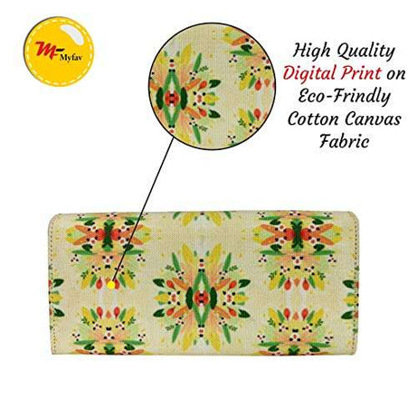 MY FAV Cotton Wallet I Bukey Print with 2 Zip Pocket, Multiple Card Slot Faux Leather Women Wallet (Clutch)