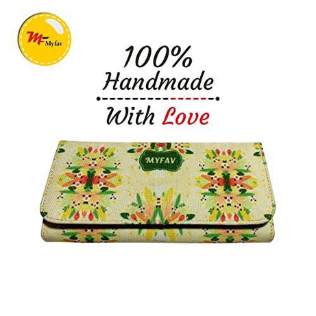 MY FAV Cotton Wallet I Bukey Print with 2 Zip Pocket, Multiple Card Slot Faux Leather Women Wallet (Clutch)