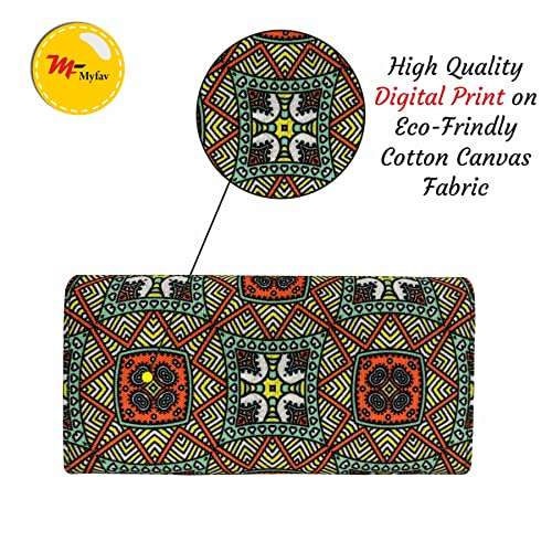 MY FAV Cotton Wallet I Digital Print with 2 Zip Pocket, Multiple Card Slot Faux Leather Women Wallet (Clutch)
