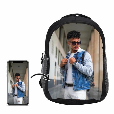 MY FAV Personalised Bag Backpack, Printed Customized Bag for Corporate Festival Gift, School, College, Sports, Men, Women Durable Outdoor Travel Lightweight Bag- BLACK