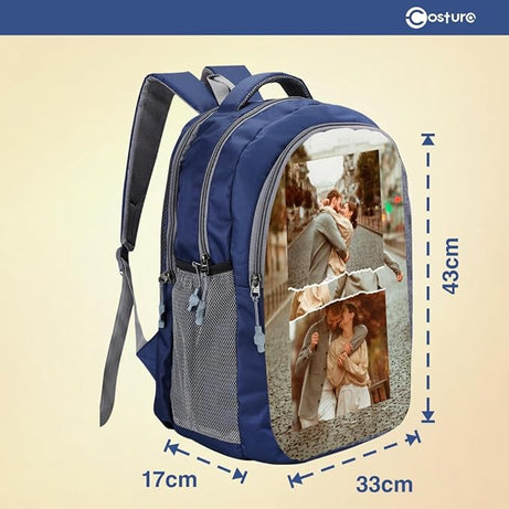 MY FAV Personalised Bag Backpack, Printed Customized Bag for Corporate Festival Gift, School, College, Sports, Men, Women Durable Outdoor Travel Lightweight Bag- Blue