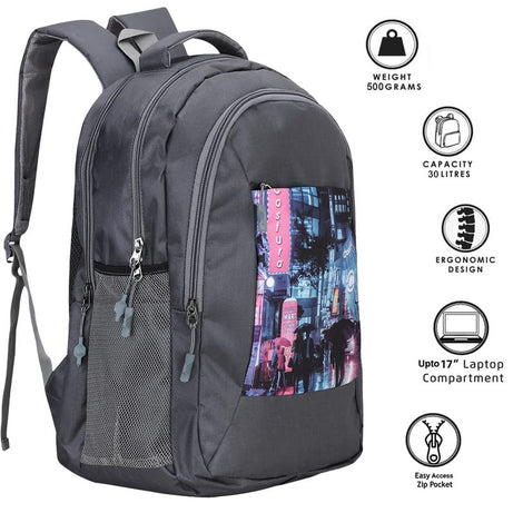 Costura Printed Backpack/Laptop Bag for Men Women Boys Girls, Bag For Office, School, College, Casual, Fit Upto 15.6" Laptops, Water Resistant & Lightweight Outdoor Travel Bag-30 Liter
