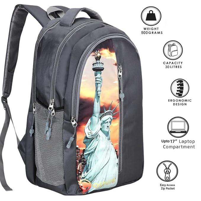 Costura Printed Backpack/Laptop Bag for Men Women Boys Girls, Bag For Office, School, College, Casual, Fit Upto 15.6" Laptops, Water Resistant & Lightweight Outdoor Travel Bag-30 Liter-4