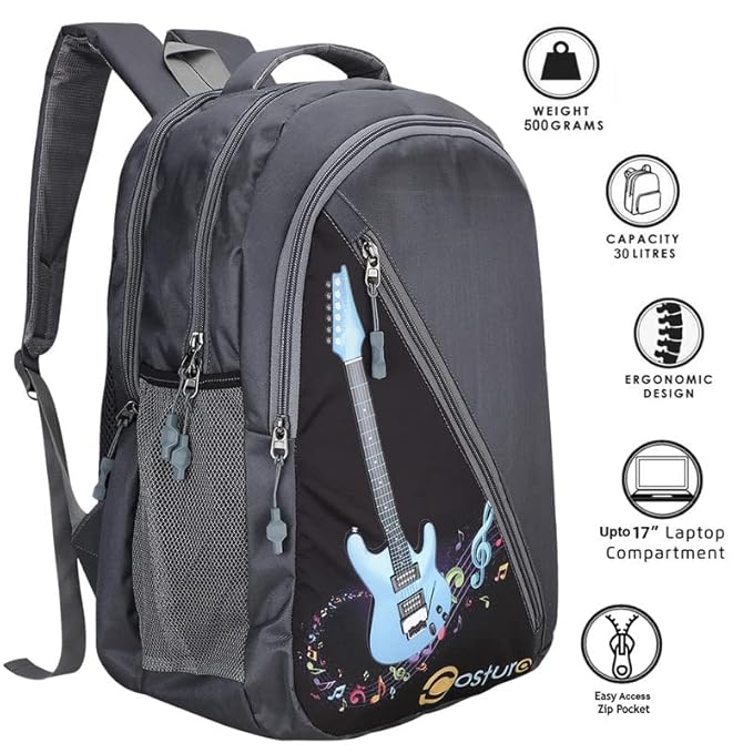 Costura Printed Backpack/Laptop Bag for Men Women Boys Girls, Bag For Office, School, College, Casual, Fit Upto 15.6" Laptops, Water Resistant & Lightweight Outdoor Travel Bag-30 Liter