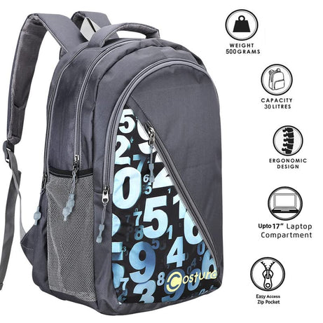 Costura Printed Backpack/Laptop Bag for Men Women Boys Girls, Bag For Office, School, College, Casual, Fit Upto 15.6" Laptops, Water Resistant & Lightweight Outdoor Travel Bag-30 Liter