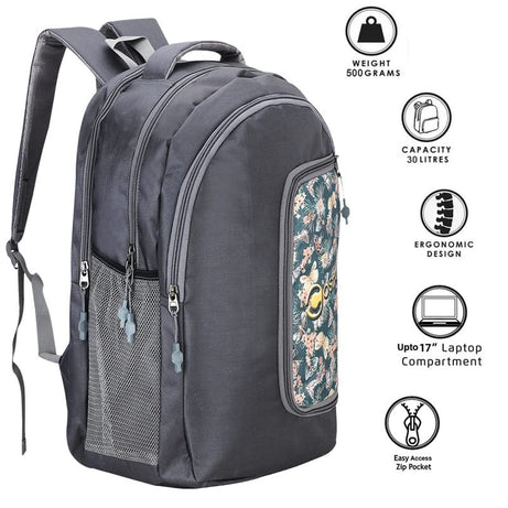 Costura Printed Backpack/Laptop Bag for Men Women Boys Girls, Bag For Office, School, College, Casual, Fit Upto 15.6" Laptops, Water Resistant & Lightweight Outdoor Travel Bag-30 Liter